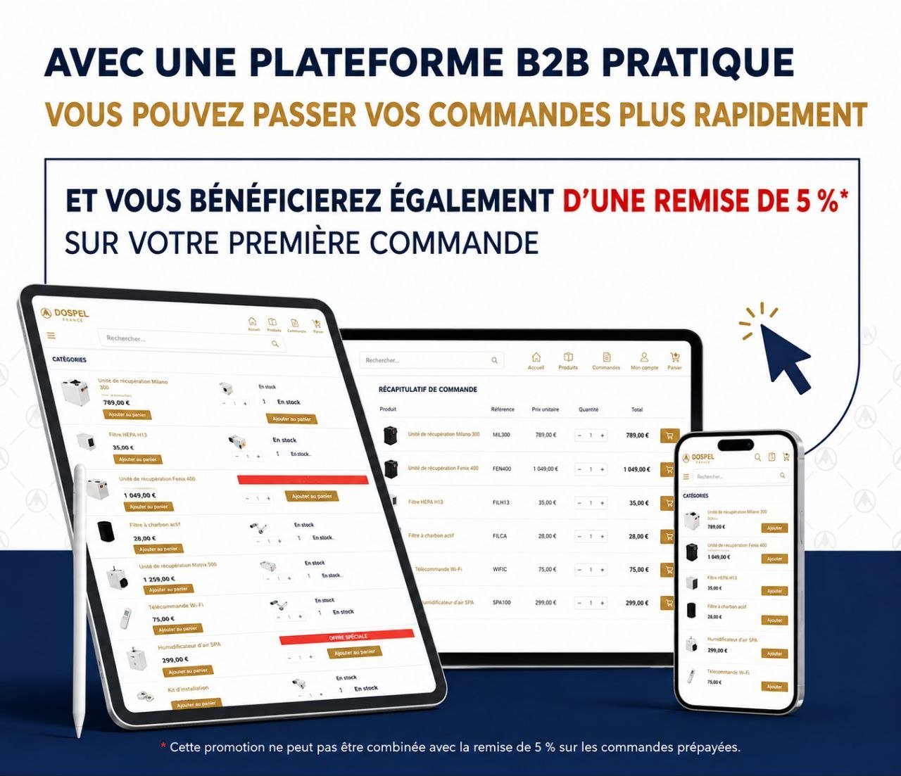 Banni&egrave;re commande plateforme B2B Dospel